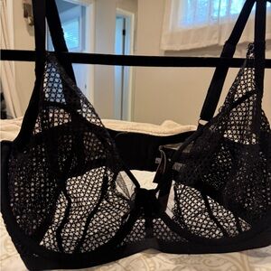 Victorias Secret Black Net Lingerie Lace Bra, 36DDD